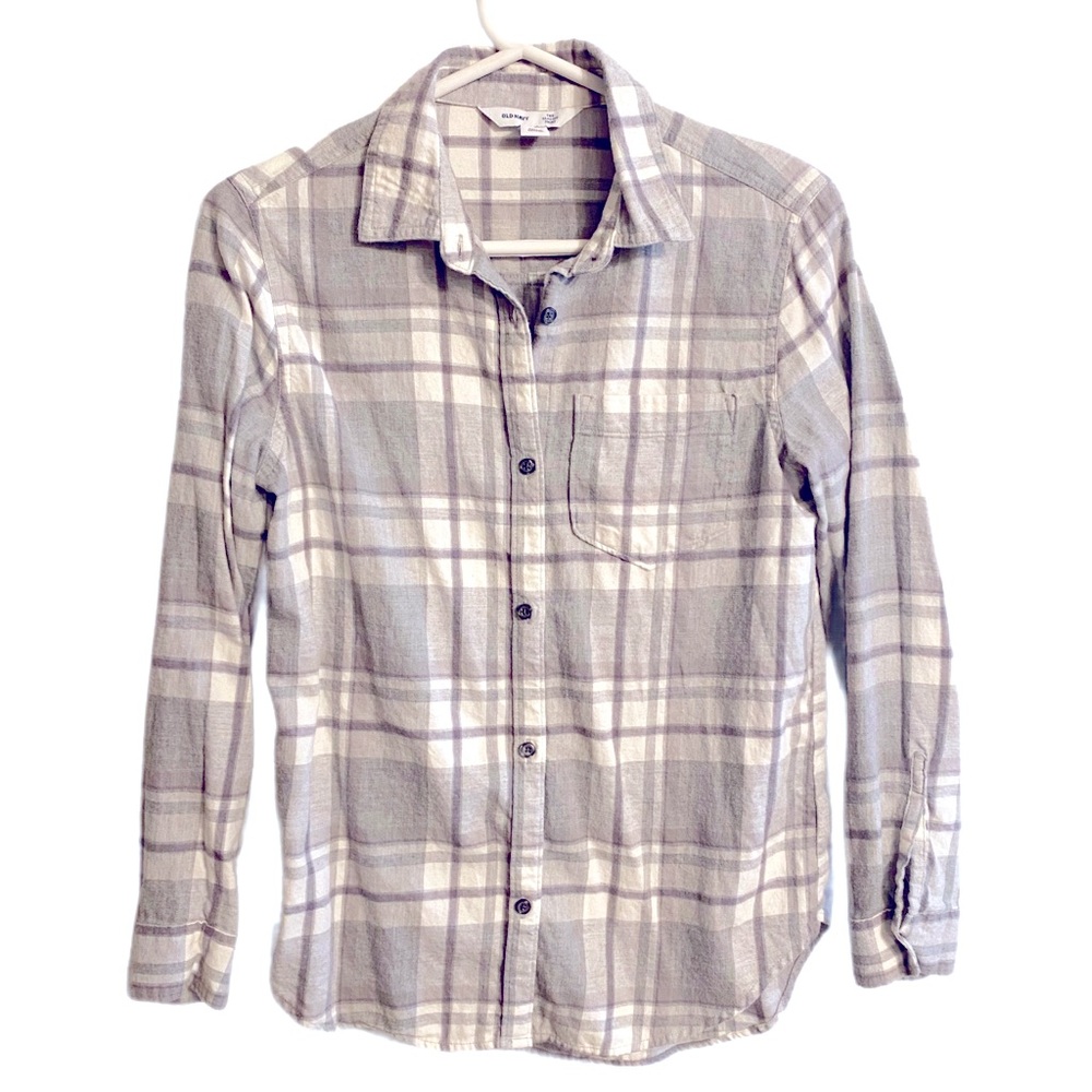 Old Navy Light Gray Lightweight Flannel Shirt Size S